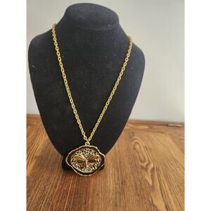 Vtg 1960's Gold Tone Enamel Butterfly Necklace 15"